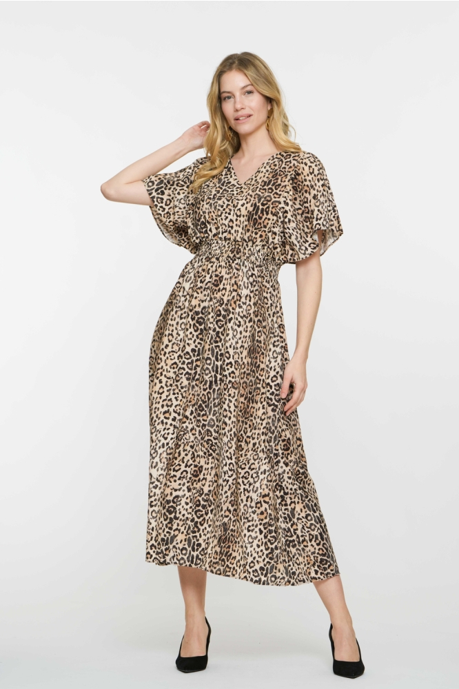 MIDI DRESS MET PRINT 57092 20 Sand/Black